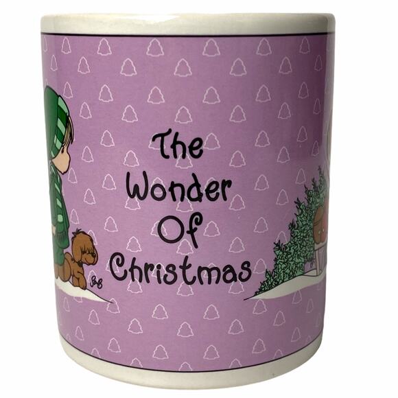 Vintage Precious Moments The Wonder of Christmas Coffee Mug Purple 1996 Enesco - Picture 4 of 10